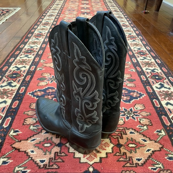 Justin Black Leather Boots - Picture 4 of 9